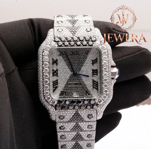 Montre en acier inoxydable argenté avec diamants Moissanite, un best-seller, un objet de luxe indispensable pour les collectionneurs de montres - Product Image 6