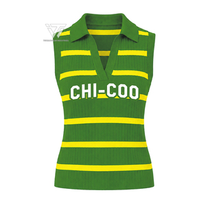 Wholesale Greek <b>Chi</b> Eta Phi XHP Sorority Clothing Embroidered Sleeveless Deep V-Neck Striped Pullover Sweater Vest - Product Image 1
