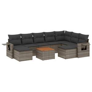 Conjunto de Sofás de Jardín de Ratán Gris Oscuro, 6 Plazas, Resistente a la Intemperie, Muebles de Exterior de Diseño Contemporáneo - Product Image 2