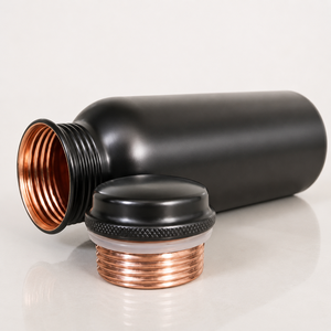 Black Copper Water Bottle with Cap Pure Copper Drinking Bottle for Home Office Gym Yoga Travel and Daily Use - Product Image 1