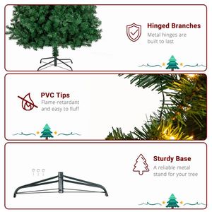 Albero di Natale Artificiale a Mezza Altezza 7ft 881 Rami con 230 Luci LED, Verde Tenero, in PVC con Supporto in Ferro per Decorazioni Natalizie - Product Image 4