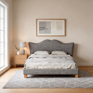 เตียงคิงไซส์หรูหราหุ้มหนังพร้อมหัวเตียงเฟอร์นิเจอร์ห้องนอนสไตล์ร่วมสมัยโครงไม้คุณภาพสูงเพื่อความสะดวกสบาย - Product Image 4