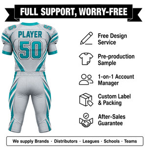 Camiseta de Fútbol Americano Personalizada para Hombre, Sublimada, Transpirable, de Poliéster, Cuello en V, Manga Corta, Número de Equipo 50 - Product Image 3