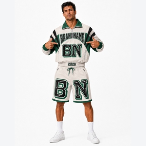 Conjunto Cortavientos de Satén de Poliéster con Logotipo Personalizado 2026 para Hombre - Chaqueta y Pantalones Cortos Deportivos Ligeros y Transpirables Estilo Urbano - Product Image 5