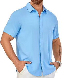 Camisa polo clásica para hombre, color azul cielo, corte ajustado, ligera, de algodón, manga corta, cómoda, moderna, para uso diario, transpirable. - Product Image 6