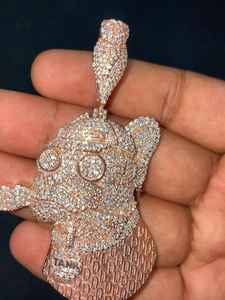 Pendentif Moissanite Smoker's Club Face Coupe Ronde Diamant Hip Hop Charme avec Argent 925 Sertie de Pierres Bijoux Fins Pendentifs & Breloques - Product Image 2