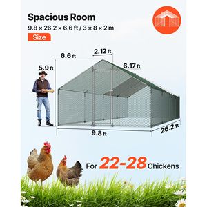 Grande Pollaio in Metallo 9.8 X 26.2 X 6.6 ft con Recinto per Galline e Copertura Impermeabile, Tetto a Spiovente, Recinzione a Rete - Product Image 2