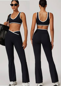 Conjunto Deportivo de 4 Piezas para Mujer, Sujetador Deportivo, Pantalones de Cintura Alta con Efecto Levanta Glúteos, Ropa Deportiva para Gimnasio, Fitness, Entrenamiento, Yoga, Estampado/Color Sólido, Secado Rápido - Product Image 5