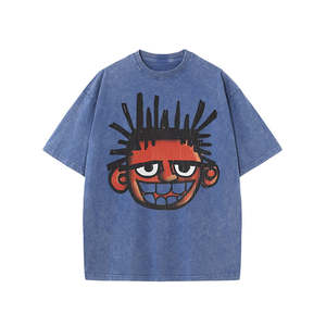 Camiseta Retro Estampada para Hombre, Lavada al Ácido, 100% Algodón, Moda Urbana, Tejida, Venta al Por Mayor, Directo de Fábrica, Alta Calidad, Personalizada - Product Image 4