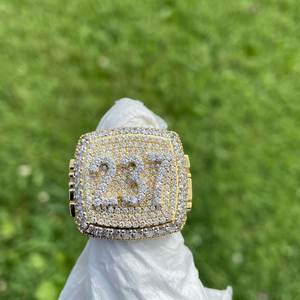 925 <b>Silver</b> Lab Grown Diamond Custom Championship <b>Ring</b> Personalized <b>Mens</b> Statement <b>Ring</b> Gold Finish Luxury Iced <b>Ring</b> - Product Image 3