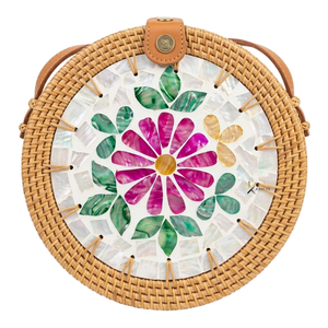 Mini Bolso Redondo de Ratán para Playa, Bolso de Ratán Tejido con Madreperla, Venta al por Mayor Directa de Fábrica, Precios Económicos, Se Aceptan OEM y ODM - Product Image 2