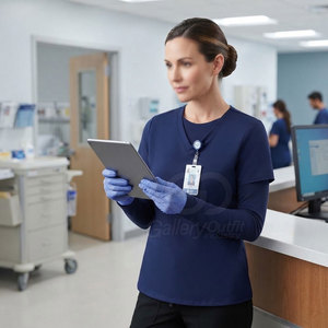 Wholesale Healthcare Clothing Scrub Under Shirt Breathable Polyester Fabric For <b>Doctors</b> Nurses And Medical Staff - Product Image 5