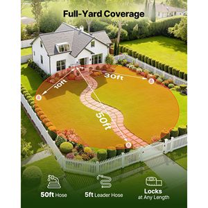Avvolgitubo da Giardino a Muro Retrattile 1/2 pollice x 50 piedi con Ugello Spruzzatore a 9 Funzioni e Staffa Girevole a 180 Gradi Modello D0100X3NLLX - Product Image 2