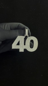 Pendentif Diamant Minimaliste en Promotion avec Chaîne Simple, Pendentif Numéro 40, Micro-Pavé de Cristaux et Strass, Breloque Hiphop Unisexe - Product Image 4
