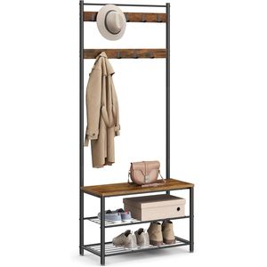 Meuble d'entrée avec banc de rangement pour chaussures, structure en acier, organisateur d'entrée 12,6 x 27,6 x 68,9 pouces - Product Image 1