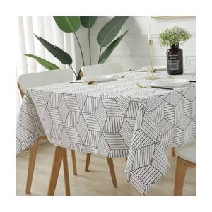 Cubierta de mesa de comedor rectangular de azafrán duradera lujosa de lujo personalizada al por mayor algodón orgánico certificado GOTS con borlas - Product Image 6