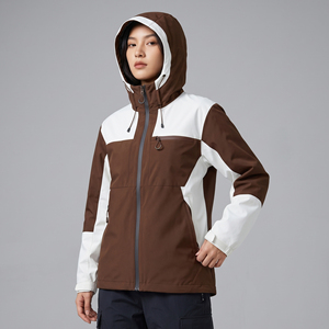 Chaqueta cortavientos para mujer/Chaqueta impermeable con cremallera completa y bolsillos laterales/Chaqueta con capucha y mangas largas de poliéster para otoño - Product Image 1