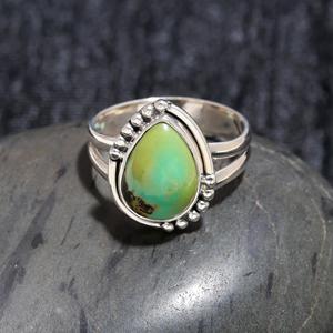 Natural Pear Turquoise Gemstone <b>Ring</b> Arizona Turquoise Solid Silver Anniversary Gift For Women <b>Men</b> Jewelry 925 Sterling Silver - Product Image 2