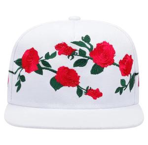Casquette Snapback Unisexe Broderie Florale Réglable Motif Rose Noir et Blanc Style Urbain Chapeau Décontracté Adulte 100% Coton Respirant - Product Image 3
