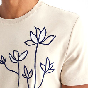 Fournisseur de t-shirts brodés pour hommes, t-shirt en coton doux de haute qualité avec logo brodé détaillé pour t-shirt homme en marque privée - Product Image 4