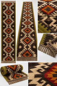 Alfombra Kilim Artesanal del Suroeste, de Lana y Yute, Estilo Boho Tribal, para Pasillo, Entrada, Corredor Largo, Decoración Rústica - Product Image 4
