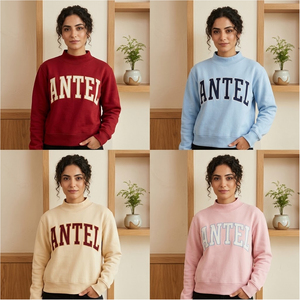 Antel Women's <b>Red</b> Turtleneck Sweatshirt Full Sleeve <b>Gingham</b> Embroidered Logo For College University Student Organizations - Product Image 4