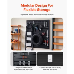 Pannelli Slatwall in PVC Nero Facili da Installare 4 X 4 Piedi Design Modulare Regolabile con Pratiche Funzionalità di Scaffalatura - Product Image 3