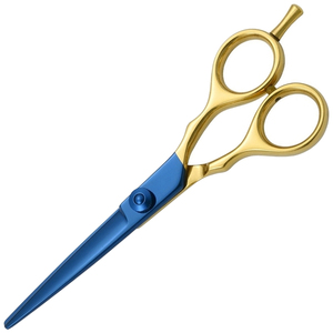 Ciseaux de coiffure 5,5'' bleu or en acier inoxydable, ciseaux de toilettage pour barbe, durables, réutilisables, pour salon de coiffure, ciseaux avec logo personnalisé - Product Image 6