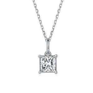 Collar de Diamante Cultivado en Laboratorio con Corte Princesa, Oro Blanco de 14K, Certificado IGI, Color D, Unisex, Joyería Clásica Vintage para Compromiso - Product Image 1