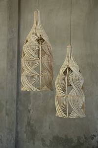 Lampe suspendue en rotin naturel faite à la main pour salon, luminaire de plafond en osier bohème, décoration intérieure, éclairage - Product Image 4