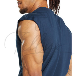 Camisetas sin mangas personalizadas con logotipo para hombre, transpirables, de secado rápido, cuello redondo, informales, para entrenamiento, 100% algodón, ajuste holgado, para gimnasio, sin mangas, para musculación - Product Image 3
