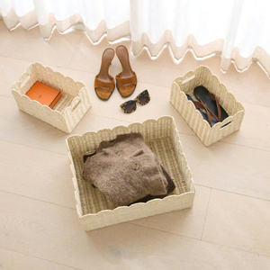 Cestas de Ratán Tejidas a Mano – Organizador Tejido con Borde Festoneado para Guardería y Hogar - Product Image 2