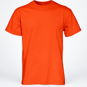 Men <b>Orange</b> Short Sleeve <b>T</b>-<b>Shirt</b> Regular Fit O-Neck Casual Solid Color Cotton Jersey Plain Dyed Style - Product Image 5
