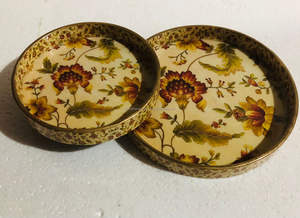 Designer indien Floral rond imprimé émail plateau de service vaisselle fête de mariage désert plateau de service plateaux en bois de luxe - Product Image 3
