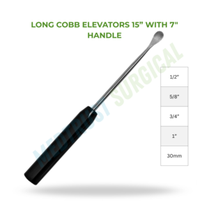 Elevador Long Cobb de 15 pulgadas, instrumento quirúrgico de neurocirugía de columna para elevación periostal de huesos - Product Image 2