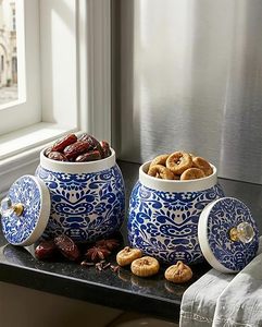 Juego de Recipientes de Almacenamiento Redondos con Patrón Azul y Blanco, Tapa Hermética, Contenedor de Especias para Cocina, Diseño Tradicional Chino - Product Image 3