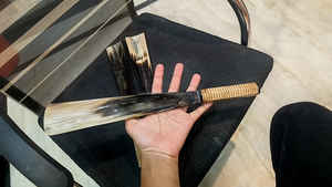 Cuerno natural de buey con mango largo grabado mango de hueso nombre artesanía regalo para el Día del Padre y de la madre - Product Image 2