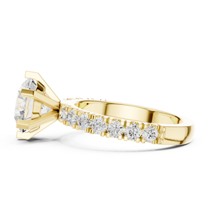 แหวนหมั้นเพชรทรงกลมสีเหลืองทอง ประดับเพชรเพาะเลี้ยงแบบ Pavé Band Solitaire Setting เครื่องประดับชั้นดีสำหรับผู้หญิง - Product Image 2