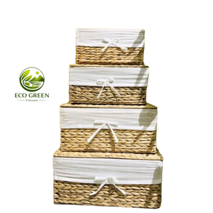 Conteneur de rangement artisanal en jacinthe d'eau avec doublure en tissu pour l'organisation et la décoration de votre maison – Fournisseur Vietnamien - Product Image 2