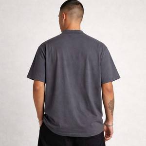 Men's Oversized Knitted Sporty <b>Mock</b> <b>Neck</b> Cotton T-Shirt Dark Gray Casual Streetwear Breathable Quick Dry Summer <b>Top</b> - Product Image 2
