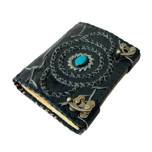 <b>Hocus</b> <b>Pocus</b> Gemstone Stitched Hardcover Leather Journal Dual Lock <b>Spell</b> <b>Book</b> Vintage Wiccan Grimoire Religious Love Handmade - Product Image 3