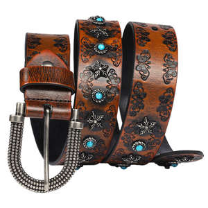 Ceinture en cuir de vachette véritable de qualité supérieure pour homme, décontractée, longueur réglable, boucle en acier, écologique, durable et robuste - Product Image 1