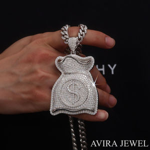 Joyería Unisex Elegante y Atemporal, Colgante Hip Hop de Moissanita, Plata de Ley 925, Chapado en Oro Amarillo y Rosa, Sin Níquel - Product Image 4