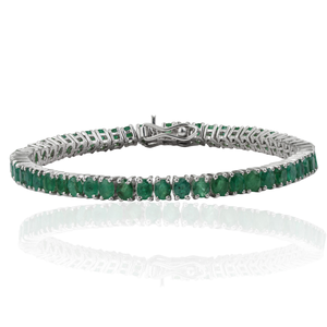Pulsera de tenis fina de plata de ley 925 con esmeralda natural de corte ovalado, ideal para fiestas de mujer - ¡Gran oferta de fábrica! - Product Image 1