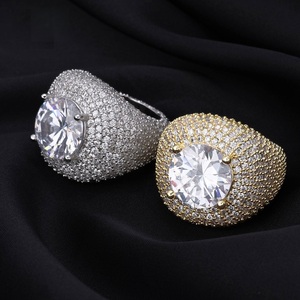 Bague pour homme en moissanite, argent 925, sertie de pierres, coupe ronde, style statement, légère, hip-hop, bijoux de luxe de créateur pour homme - Product Image 3