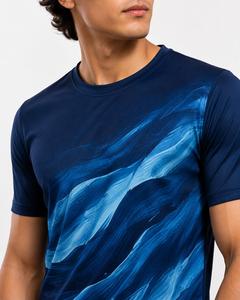 T-shirt pour homme à manches courtes, col rond, motif vague bleue, séchage rapide, tricoté en polyester, coupe décontractée, t-shirt pour homme - Product Image 6