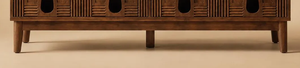 Meuble TV en bois sculpté de luxe style Mid-Century à prix abordable, buffet de rangement en noyer style Mid-Century, vente en gros - Product Image 4