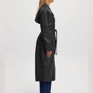 2026 Latest Arrivals Women's Plus Size Winter Vintage Knitted Genuine Sheep Leather <b>Trench</b> <b>Coat</b> Windproof Breathable Cotton - Product Image 3