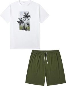Conjunto de Camiseta y Pantalones Cortos Hawaianos para Hombre, Estilo Aloha Tropical, Dos Piezas, Casual, para Playa y Uso Diario - Product Image 5