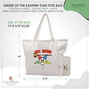 Bolso Tote de la Antigua Matrona de la Estrella Blanca del Este (OES) |   Bolsa de Mano Bordada con Cierre de Cremallera Impermeable Hecha a Medida - Product Image 6